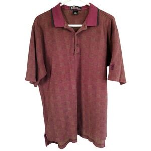 Vintage PGA Tour Polo Shirt Wine Basket Weave Short Sleeve Mens Size Extra Large